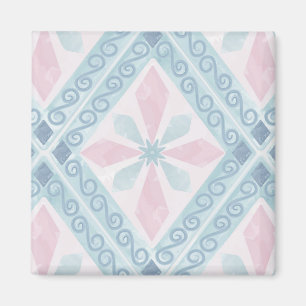 ruitvormig blauw patroon magneet