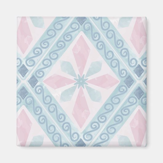 ruitvormig blauw patroon magneet (Voorkant)