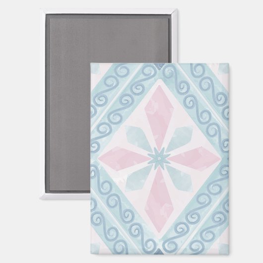 ruitvormig blauw patroon magneet (Voorkant / Achterkant)