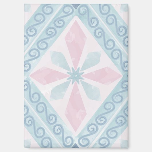 ruitvormig blauw patroon magneet (Voorkant)