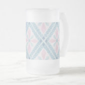 ruitvormig blauw patroon matglas bierpul (Voorkant rechts)
