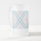 ruitvormig blauw patroon matglas bierpul (Voorkant links)