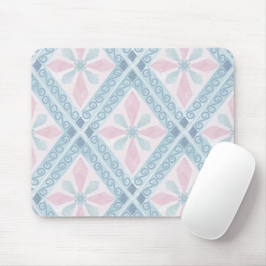 ruitvormig blauw patroon muismat (Met muis)