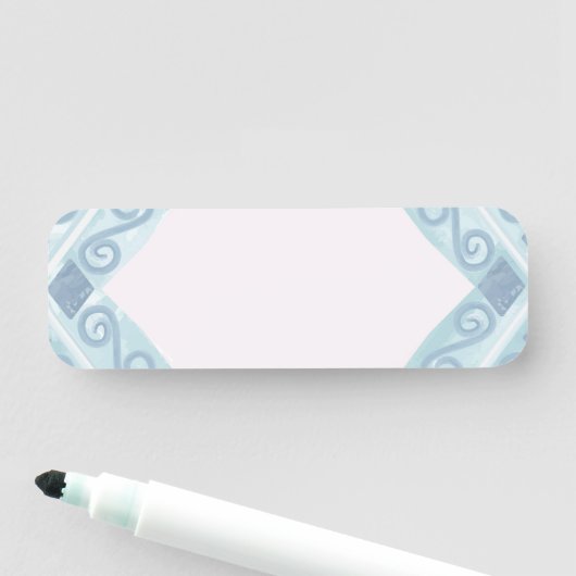 ruitvormig blauw patroon naamplaatje (In situ)