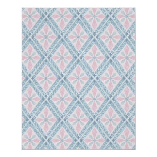 ruitvormig blauw patroon perfect poster (Voorkant)