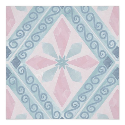 ruitvormig blauw patroon perfect poster (Voorkant)