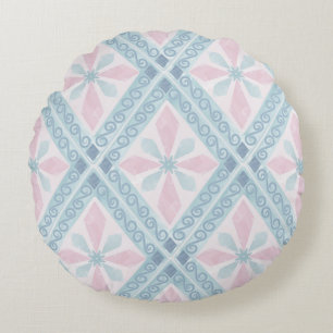 ruitvormig blauw patroon rond kussen