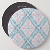 ruitvormig blauw patroon ronde button 6,0 cm (Voorkant /achterkant)