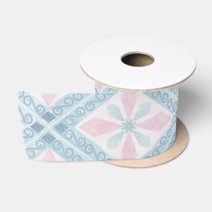 ruitvormig blauw patroon satijnen lint