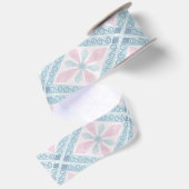ruitvormig blauw patroon satijnen lint (Achterkant)