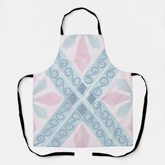 ruitvormig blauw patroon schort (Voorkant)