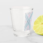 ruitvormig blauw patroon shot glas (Links)