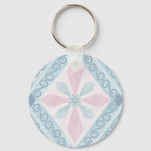 ruitvormig blauw patroon sleutelhanger