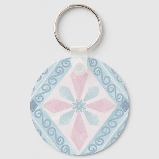 ruitvormig blauw patroon sleutelhanger (Voorkant)