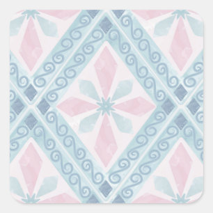 ruitvormig blauw patroon vierkante sticker