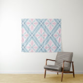 ruitvormig blauw patroon wandkleed (In Situ (horizontaal))