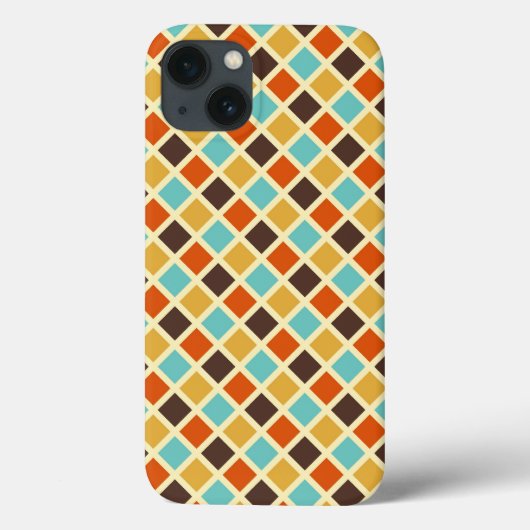 Ruitvormig geruit blauw geel rood retro kleuren Case-Mate iPhone case (Achterkant)