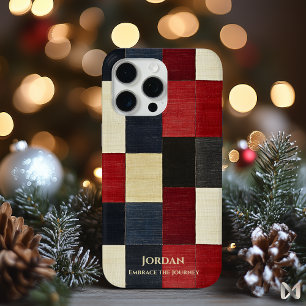 Ruitvormig landelijk raster – Getextureerde verfij iPhone 15 Pro Max Hoesje