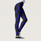 Ruitvormig patroon, blauw en zwart, leggings (Rechts)