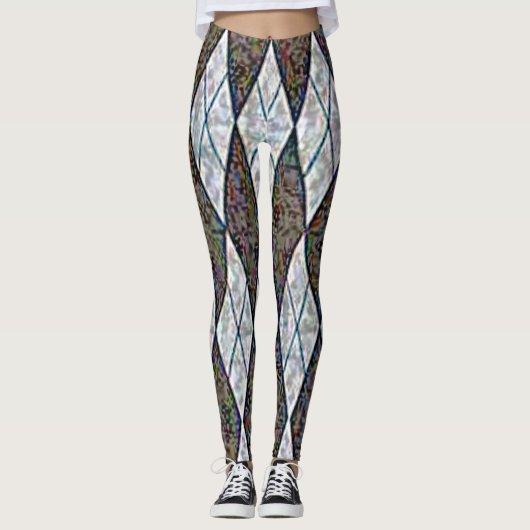 ruitvormig ruitjespatroon leggings (Voorkant)