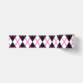 Ruitvormige Argyleprint Zwart Roze Lint (Voorkant)