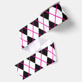 Ruitvormige Argyleprint Zwart Roze Lint (Achterkant)