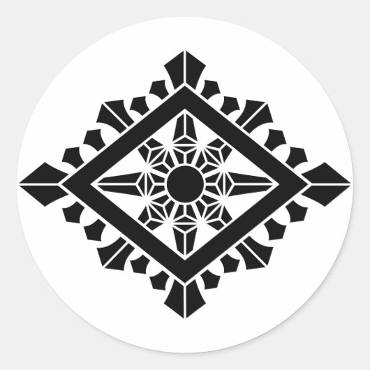 Ruitvormige dharmachakra ronde sticker (Voorkant)