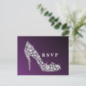 ruitvormige hoge hakken glitterelegant RSVP Uitnodiging Briefkaart (Staand voorkant)