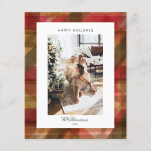 Ruitvormige moderne familiefoto Kerstkaart