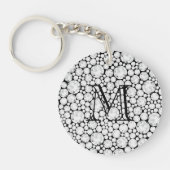 Ruitvormige Pareltjes wit grijs monogram Sleutelhanger (Voorkant)