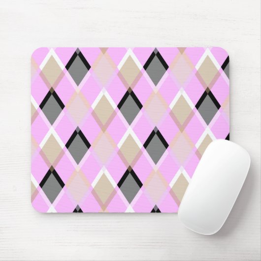 Ruitvormige patroonkussen buiten lila muismat (Met muis)