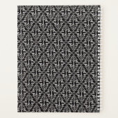 Ruitvormige witte scrollers op zwart planner (Achterkant)