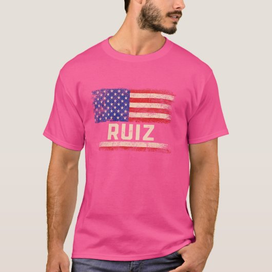 Ruiz Achternaam Shirt Ruiz Naam Amerikaanse vlag (Voorkant)