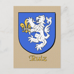 Ruiz Family Heraldic Shield Briefkaart