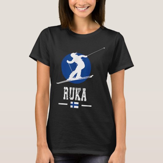 Ruka Finland Ski Resort Rukatunturi Kuusamo Skiing T-shirt (Voorkant)