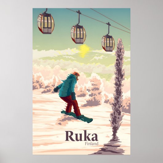 Ruka Finland Snowboarden Reisposter Poster (Voorkant)