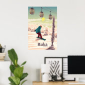 Ruka Finland Snowboarden Reisposter Poster (Thuiskantoor)