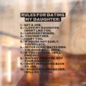 Rules for dating my daughter raamsticker (Vel 2)