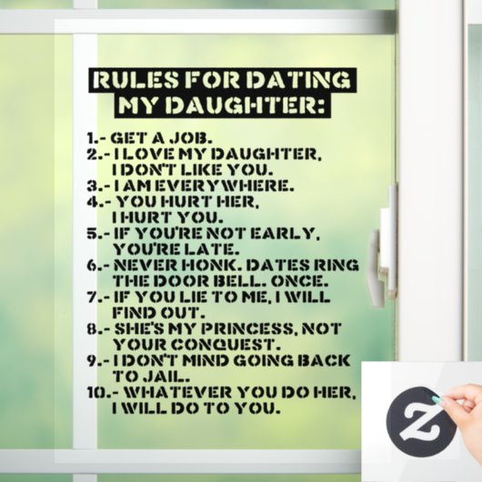 Rules for dating my daughter raamsticker (Huis)