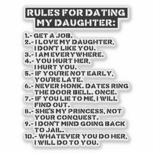 Rules for dating my daughter sticker (Voorkant)