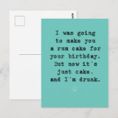 Rum Cake Plannen Verijdeld / Ik ben Drink Briefkaart (Voorkant / Achterkant)