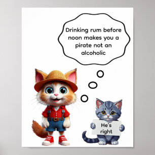 Rum drinken voor het middaguur maakt je een piraat poster