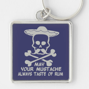 Rum Mustache aangepaste kleurenketen Sleutelhanger