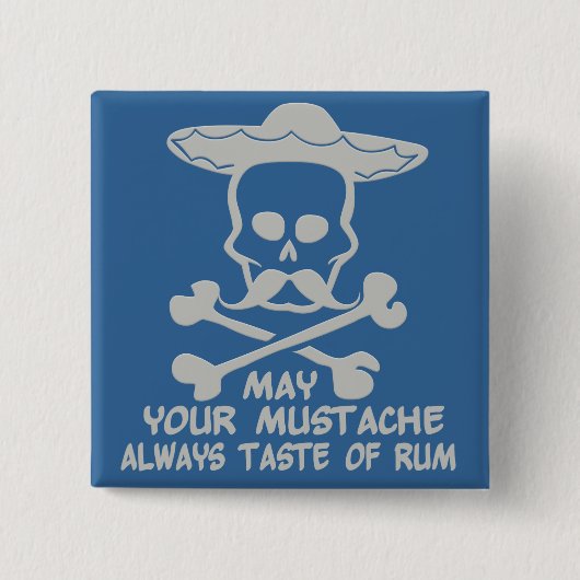 Rum Mustache aangepaste kleurknop Vierkante Button 5,1 Cm (Voorkant)