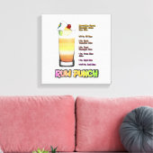 RUM PUNCH Cocktail Recipe Art 12"'12" Canvas Afdruk (Insitu (Woonkamer))