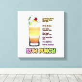 RUM PUNCH Cocktail Recipe Art 12"'12" Canvas Afdruk (Insitu (Houten vloer))