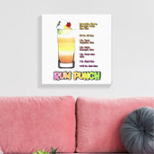 RUM PUNCH Cocktail Recipe Art 12"'12" Canvas Afdruk (Insitu (Woonkamer))