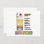 RUM PUNCH Cocktail Recipe Art Briefkaart (Voorkant / Achterkant)