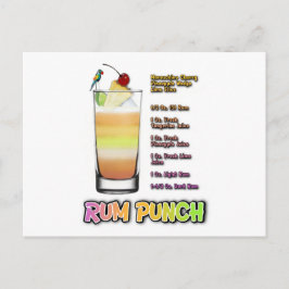 RUM PUNCH Cocktail Recipe Art Briefkaart