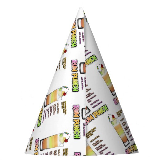 RUM PUNCH Cocktail Recipe Art Feesthoedjes (Achterkant)